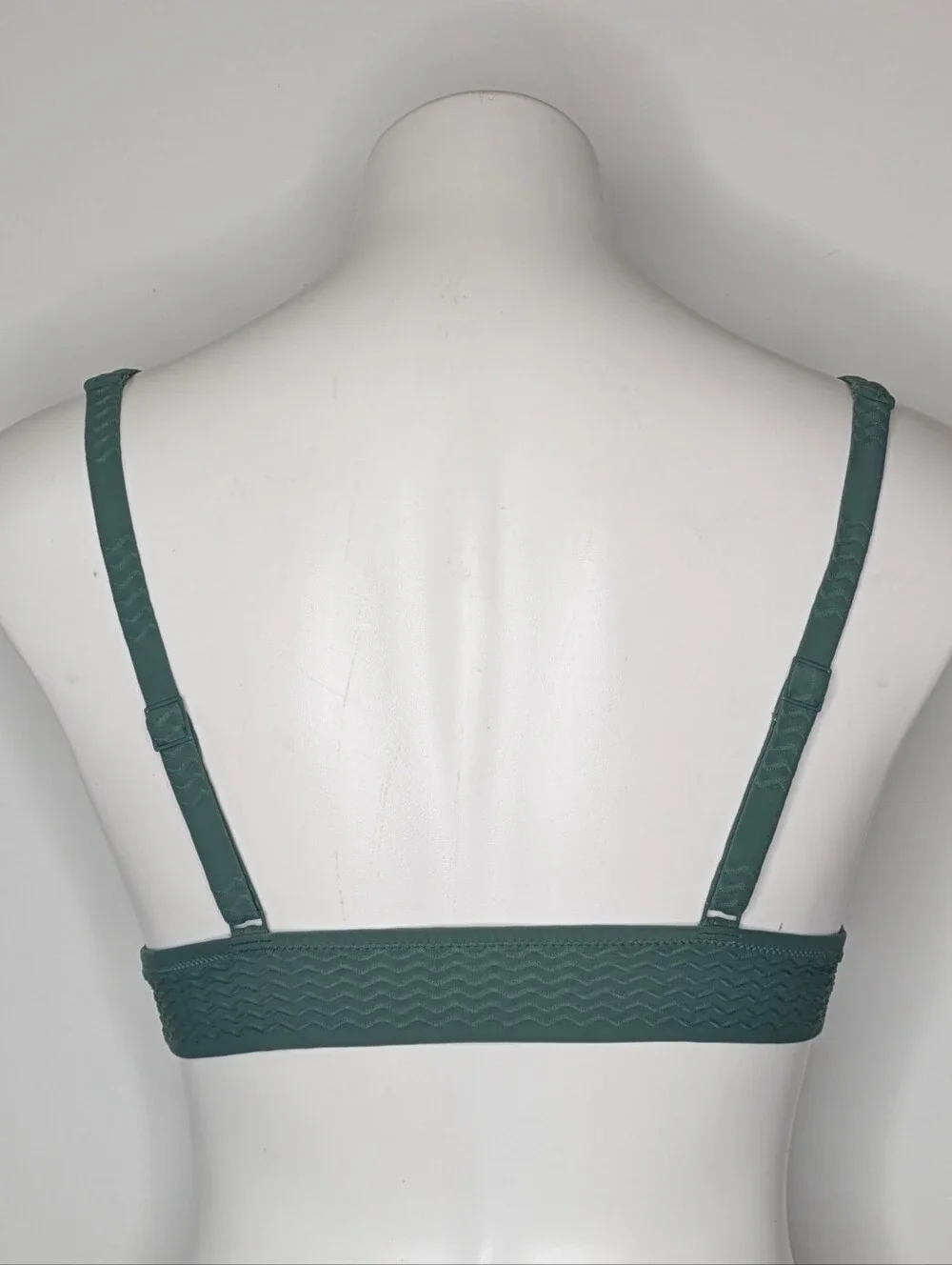 Aerie Green Scoop Neck Wavy Ribbed Bikini Top M